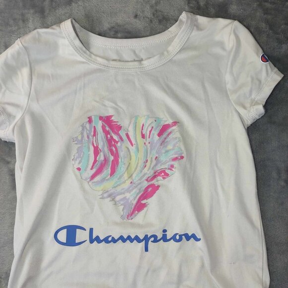 Champion Pajama set Girl 3T White pink Yellow Shortsleeve Shirt Vibrant Joggers - Picture 2 of 9